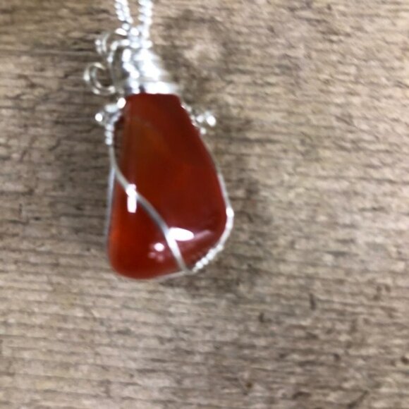 Citrine Agate .925 Silver Wrapped Necklace Pendant - Picture 6 of 6